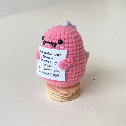 Handmade Positive Dinosaur, Supportive Dinosaur Crochet, Funny Best Friend Teacher, Coworker, Gifts For Her, Animal Supportive Gifts