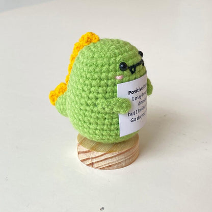 Handmade Positive Dinosaur, Supportive Dinosaur Crochet, Funny Best Friend Teacher, Coworker, Gifts For Her, Animal Supportive Gifts