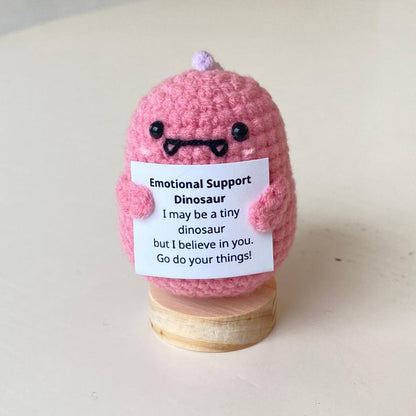 Handmade Positive Dinosaur, Supportive Dinosaur Crochet, Funny Best Friend Teacher, Coworker, Gifts For Her, Animal Supportive Gifts