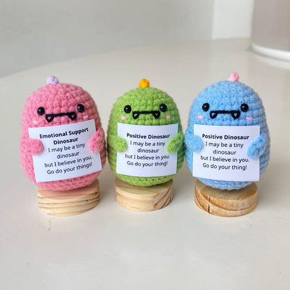 Handmade Positive Dinosaur, Supportive Dinosaur Crochet, Funny Best Friend Teacher, Coworker, Gifts For Her, Animal Supportive Gifts