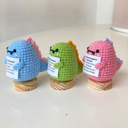 Handmade Positive Dinosaur, Supportive Dinosaur Crochet, Funny Best Friend Teacher, Coworker, Gifts For Her, Animal Supportive Gifts