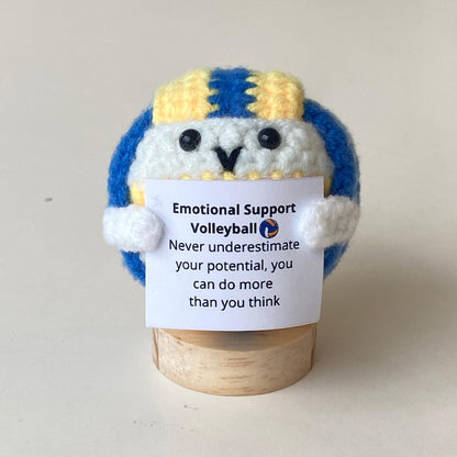 Funny Positive Volleyball, Knitted Volleyball Toy With Positive Card, Cute Ball Wool Inspirational, Cheer Up Gift For Volleyball Team Player
