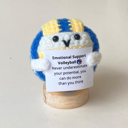 Funny Positive Volleyball, Knitted Volleyball Toy With Positive Card, Cute Ball Wool Inspirational, Cheer Up Gift For Volleyball Team Player