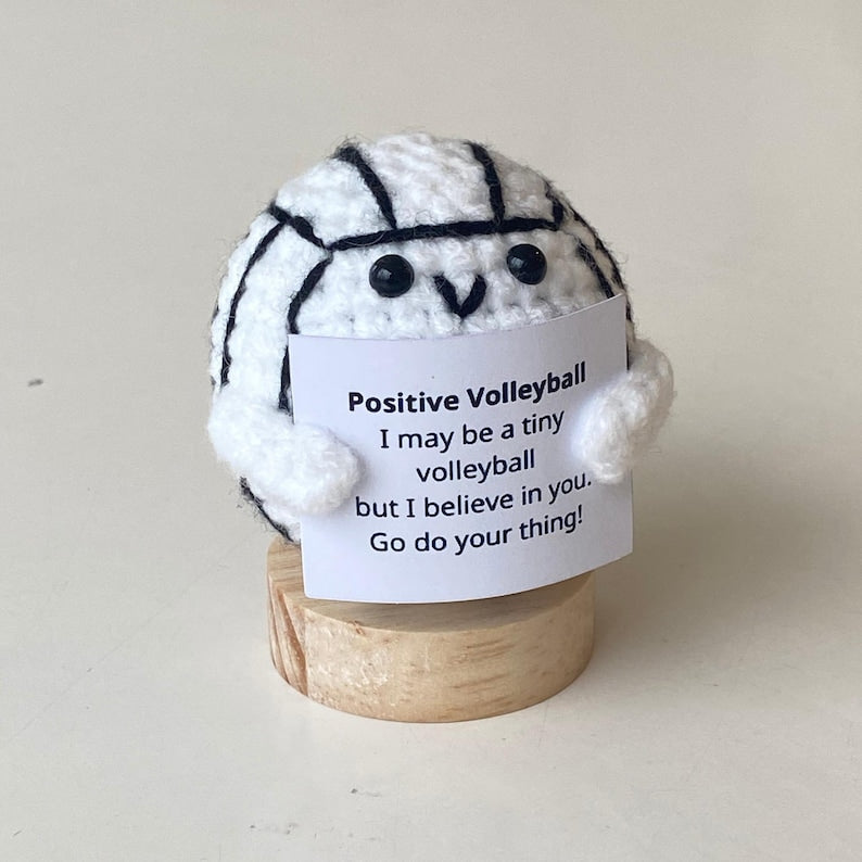 Funny Positive Volleyball, Knitted Volleyball Toy With Positive Card, Cute Ball Wool Inspirational, Cheer Up Gift For Volleyball Team Player
