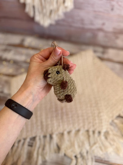 Car charms rear view mirror hanger Crochet beaver keychain bag charm, car decor accessory, first car gift