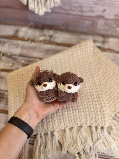 Car charms rear view mirror hanger Crochet beaver keychain bag charm, car decor accessory, first car gift