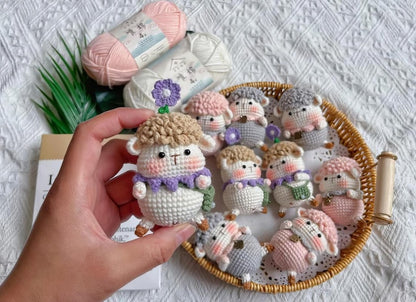 Handmade Crochet Sheep Keychain: Kawaii Amigurumi Plush Bag Charm