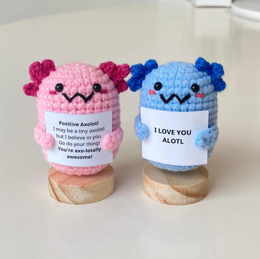 Handmade Positive Axolotl, Supportive Axolotl Crochet, Funny Best Friend Teacher, Coworker, Gifts For Her, Animal Supportive Gifts