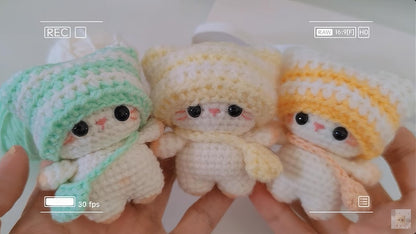 Crochet Cat Keychain: Handmade Amigurumi Beanie Cat Keyring