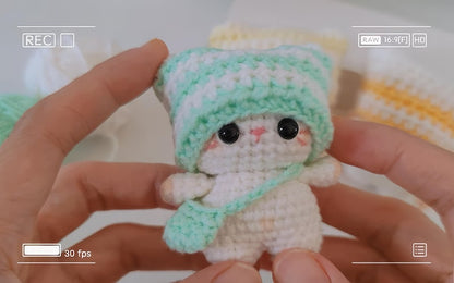 Crochet Cat Keychain: Handmade Amigurumi Beanie Cat Keyring