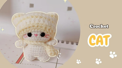 Crochet Cat Keychain: Handmade Amigurumi Beanie Cat Keyring