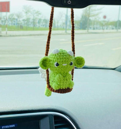Cute Swinging Dragon Car Mirror Hanging Accessories, Crochet Dragon Ornaments, New Car Gift Idea, Gift For Her, Car Decorations, Car Charm