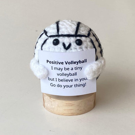 Funny Positive Volleyball, Knitted Volleyball Toy With Positive Card, Cute Ball Wool Inspirational, Cheer Up Gift For Volleyball Team Player