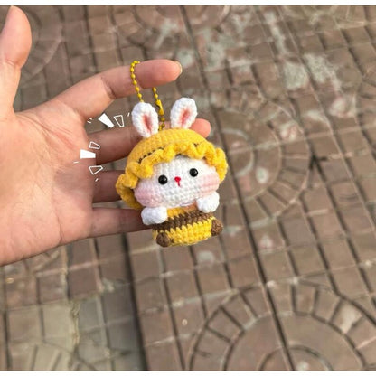 Handmade Crochet Bunny Miffy Lifestyle Keychain Bag With Charm, Handmade crochet Keychain, Bunny Crochet Keychain, Easter day, Cute Keychain