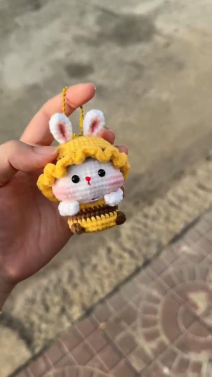 Handmade Crochet Bunny Miffy Lifestyle Keychain Bag With Charm, Handmade crochet Keychain, Bunny Crochet Keychain, Easter day, Cute Keychain