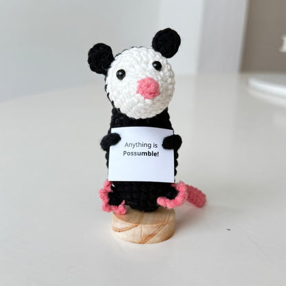 Crochet Opossum Positive With Desk Decorations, Supportive Possum Plush, Birthday Gift, Gifts For Children, Interesting Gifts