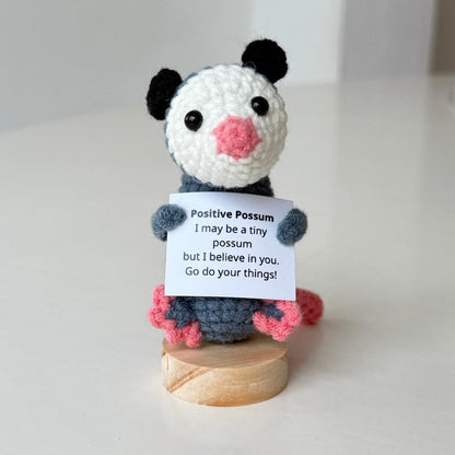 Crochet Opossum Positive With Desk Decorations, Supportive Possum Plush, Birthday Gift, Gifts For Children, Interesting Gifts