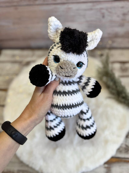 Crochet Zebra Decor, Handmade Zebra Keepsake with Camera, African Safari Decor, Wildlife Collectible, Zebra Lover Gift