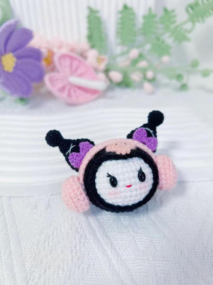 Handmade Crochet Kuromi Plush, Amigurumi Kuromi, Kuromi Crochet Doll, Kuromi Plushie Kuromi Keychain, Kawaii Sanrio Bag Charm, Gift for Her