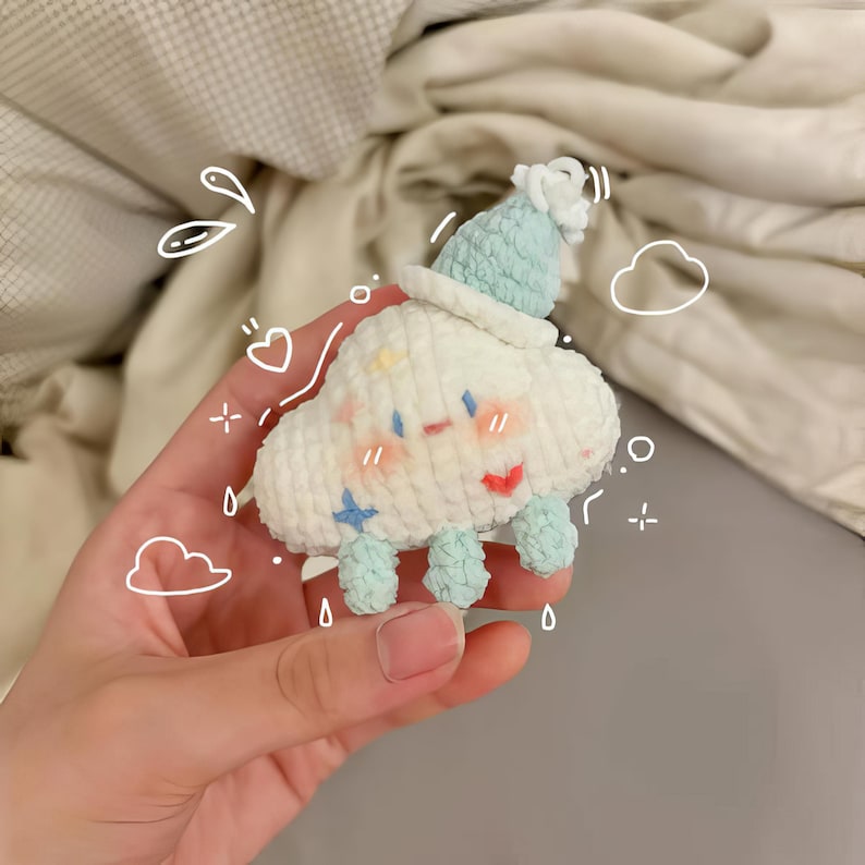Crochet Cloud Keychain: Handmade Kawaii Plush Bag Charm