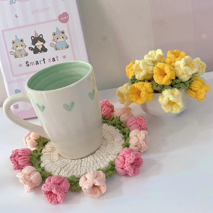 Handmade Crochet Flower Coaster, Crochet Flower Bouquet Blanket, Crochet Flower Bouquet, Mother's Day Gift, Crochet Coaster, Gift for Her