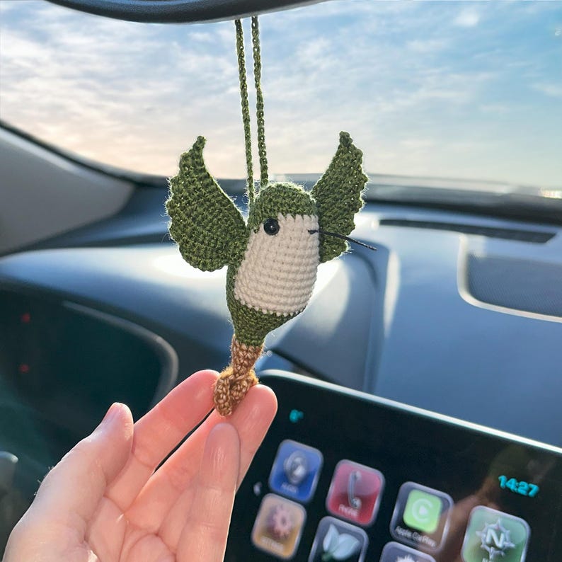 Hummingbird Car Accessory for Women Teens, Hummingbird Gift Mom, RearView Mirror Dangle, Humming Bird Ornament Car Mirror Hanging Accessory