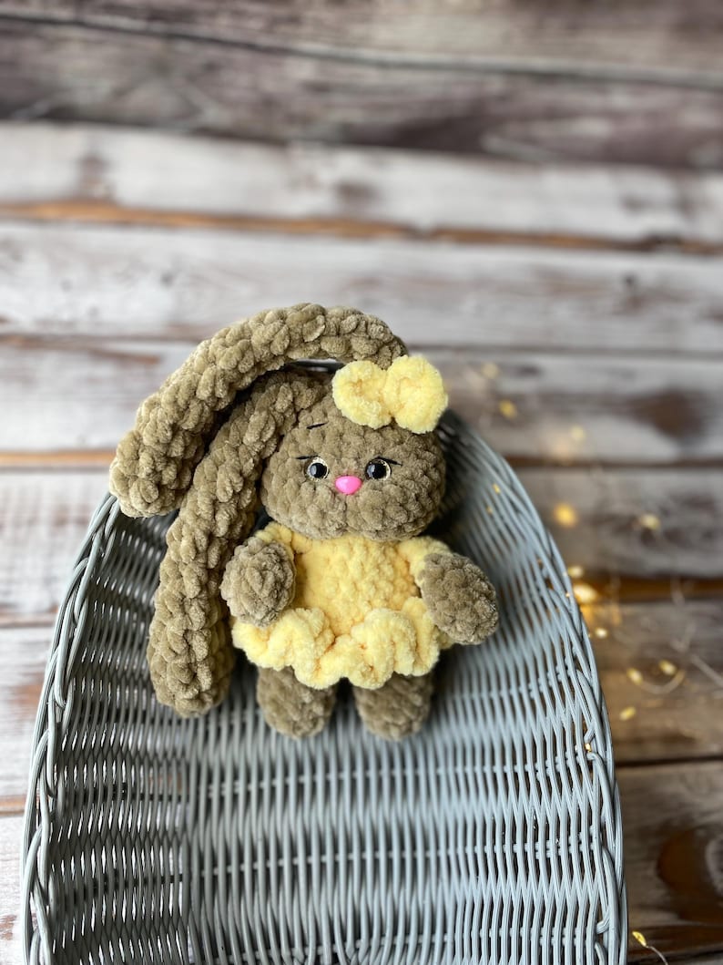 Custom Name Bunny Decor, Personalized Crochet Rabbit Ornament, Handmade Easter Decoration, Bunny Keepsake