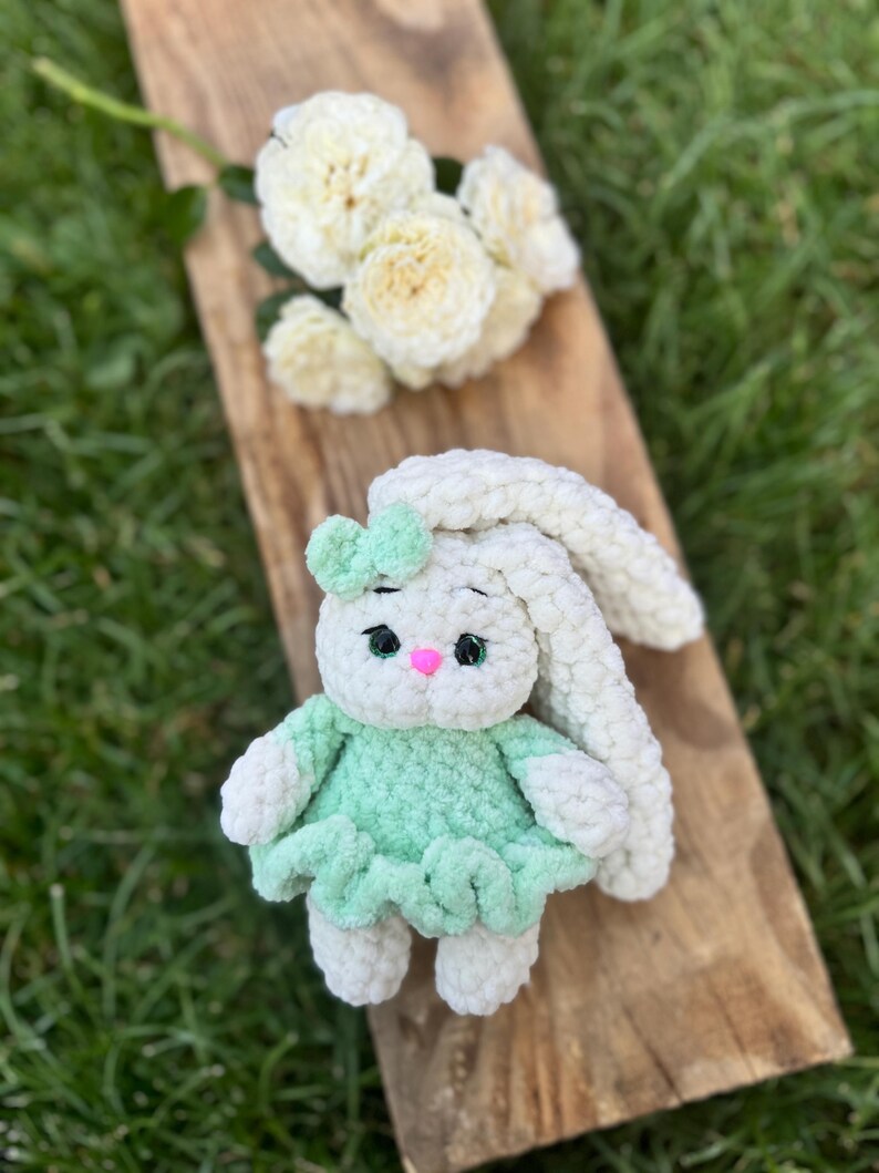 Custom Name Bunny Decor, Personalized Crochet Rabbit Ornament, Handmade Easter Decoration, Bunny Keepsake
