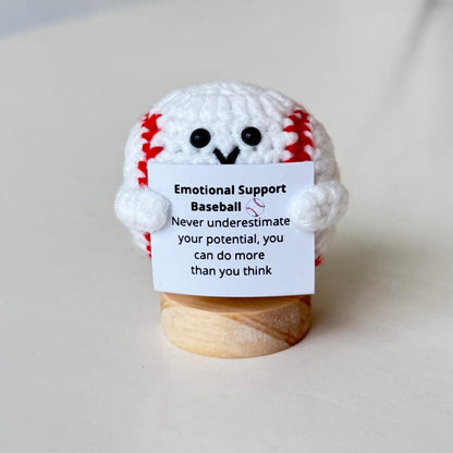 Funny Positive Baseball, Knitted Baseball Toy With Positive Card, Cute Ball Wool Inspirational, Cheer Up Gift For Baseball Team Player