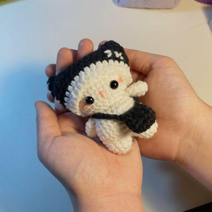 Crochet Cat Keychain: Handmade Amigurumi Beanie Cat Keyring