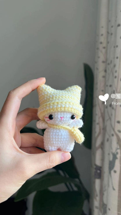 Crochet Cat Keychain: Handmade Amigurumi Beanie Cat Keyring