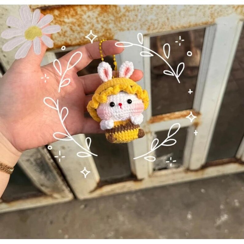 Handmade Crochet Bunny Miffy Lifestyle Keychain Bag With Charm, Handmade crochet Keychain, Bunny Crochet Keychain, Easter day, Cute Keychain