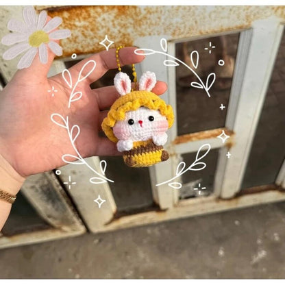 Handmade Crochet Bunny Miffy Lifestyle Keychain Bag With Charm, Handmade crochet Keychain, Bunny Crochet Keychain, Easter day, Cute Keychain
