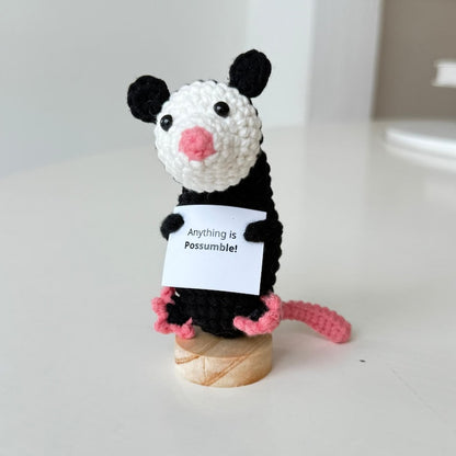 Crochet Opossum Positive With Desk Decorations, Supportive Possum Plush, Birthday Gift, Gifts For Children, Interesting Gifts