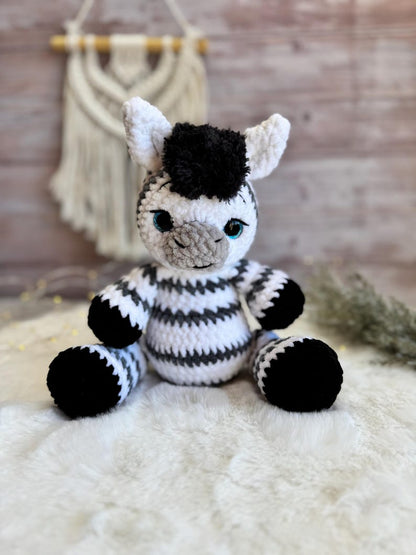 Crochet Zebra Decor, Handmade Zebra Keepsake with Camera, African Safari Decor, Wildlife Collectible, Zebra Lover Gift