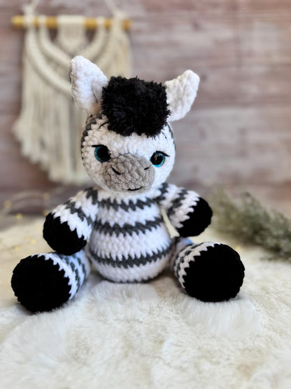 Crochet Zebra Decor, Handmade Zebra Keepsake with Camera, African Safari Decor, Wildlife Collectible, Zebra Lover Gift