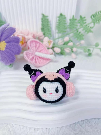 Handmade Crochet Kuromi Plush, Amigurumi Kuromi, Kuromi Crochet Doll, Kuromi Plushie Kuromi Keychain, Kawaii Sanrio Bag Charm, Gift for Her