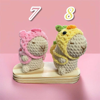 Crochet Capybara Keychain: Handmade Acrylic Plush Toy with Bag