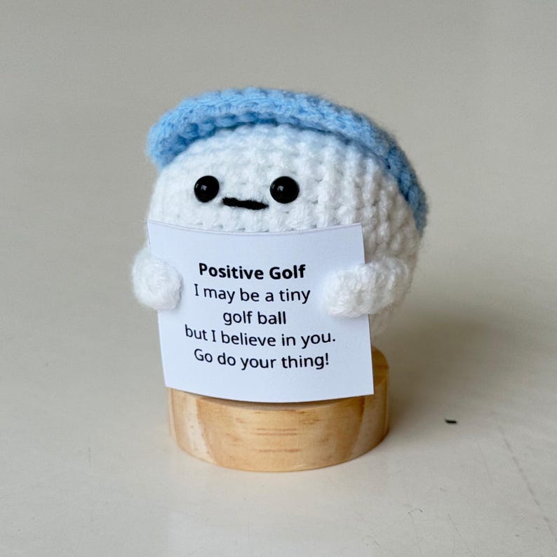 Funny Positive Golf Ball, Knitted Golf Ball Toy With Positive Card, Cute Ball Wool Inspirational, Cheer Up Gift For Golf Team Player Coach