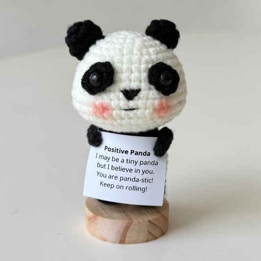 Crochet Panda Positive With Desk Decorations, Emotional Inspirational Panda Plush, Birthday Gift, Gifts For Children, Interesting Gifts