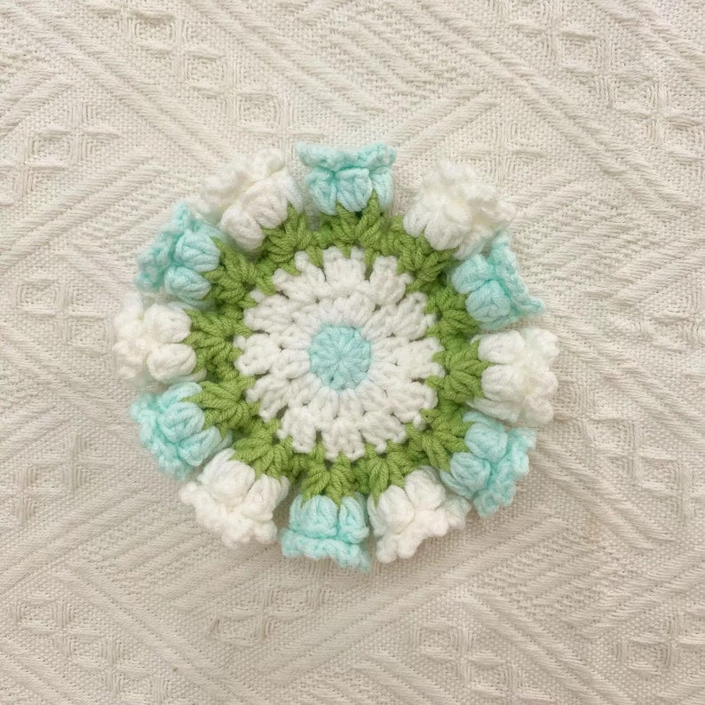 Handmade Crochet Flower Coaster, Crochet Flower Bouquet Blanket, Crochet Flower Bouquet, Mother's Day Gift, Crochet Coaster, Gift for Her
