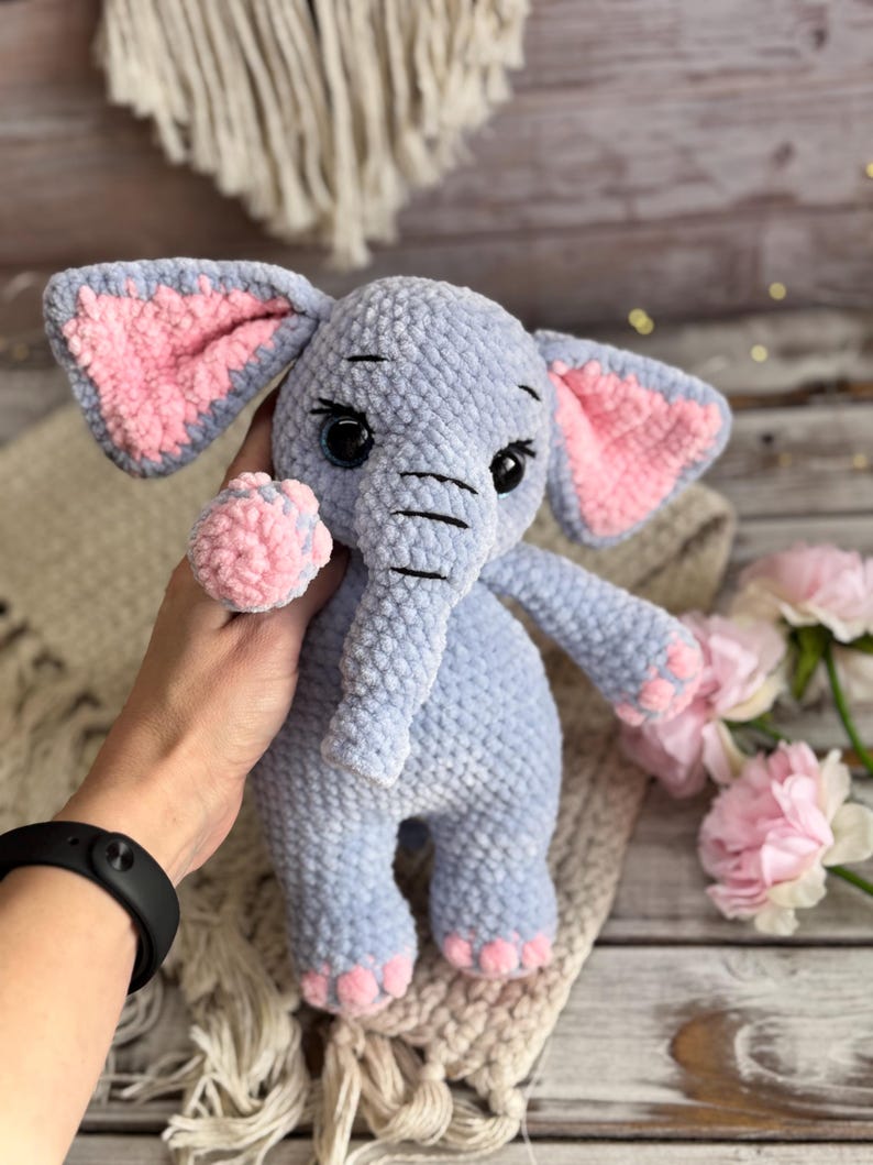 Crochet Elephant Decor, Handmade Elephant Keepsake, Safari Animal Decor, Elephant Lover Gift, Woodland Collectible