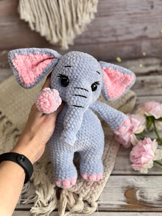 Crochet Elephant Decor, Handmade Elephant Keepsake, Safari Animal Decor, Elephant Lover Gift, Woodland Collectible