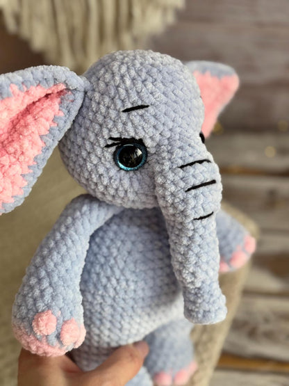 Crochet Elephant Decor, Handmade Elephant Keepsake, Safari Animal Decor, Elephant Lover Gift, Woodland Collectible