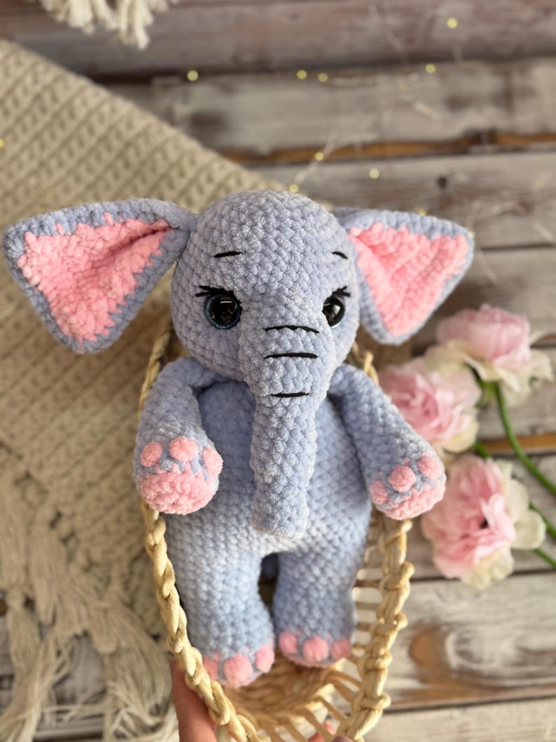 Crochet Elephant Decor, Handmade Elephant Keepsake, Safari Animal Decor, Elephant Lover Gift, Woodland Collectible