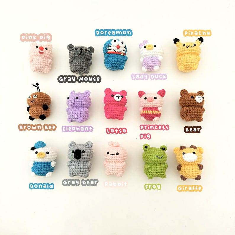 Crochet Animal Keychain: Handmade Plush Amigurumi Bag Charm