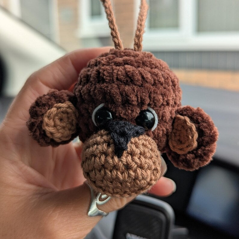 Crochet Monkey Car Charm | Rearview Mirror Accessory
