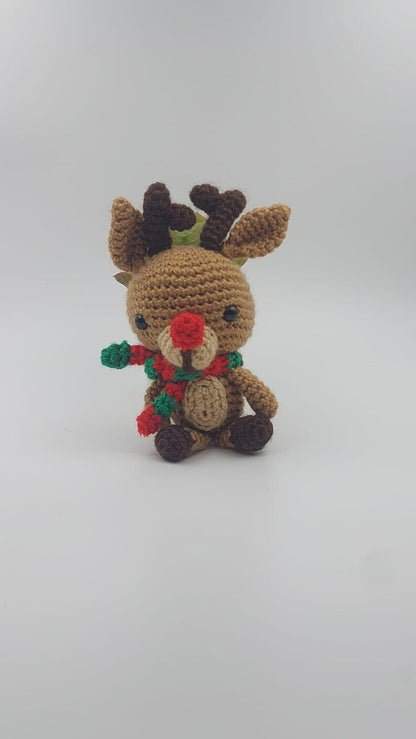 Handmade Christmas Reindeer Amigurumi – Crochet Christmas Decor – Cute Plush Toy – Xmas Gift for Kids & Home Decoration, Christmas Ornament