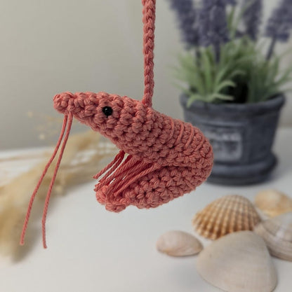 Crochet Shrimp Car Charm | Shrimp Plush Rear View Mirror Accessories