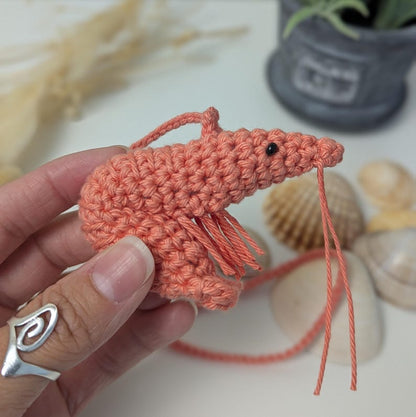 Crochet Shrimp Car Charm | Shrimp Plush Rear View Mirror Accessories